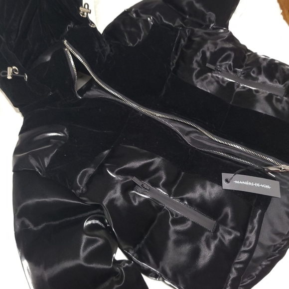 🔥 SATIN AND VELVET PUFFER JACKET - BLACK - size 10 🔥 - Picture 5 of 10
